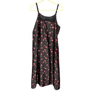 Vintage Intimate Essentials Large Nightgown Black Tulip Pink Sleep Sexy Lingerie